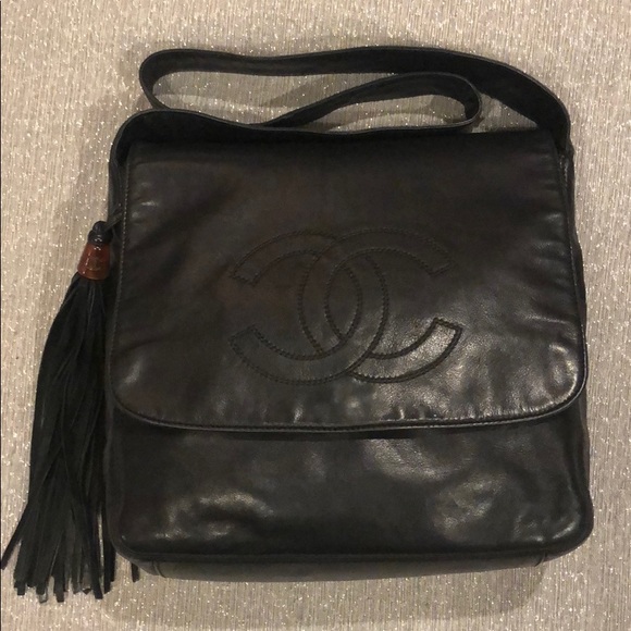 CHANEL Handbags - Authentic Chanel Black Leather Fringe Shoulder Bag